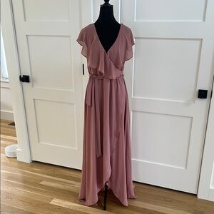 Elegant Pink Wrap Dress
